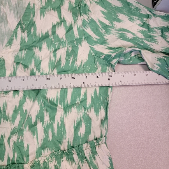 AnyBody Regular Printed Knee Length Dress with Smocked Sleeves Mint Size S - Picture 4 of 5